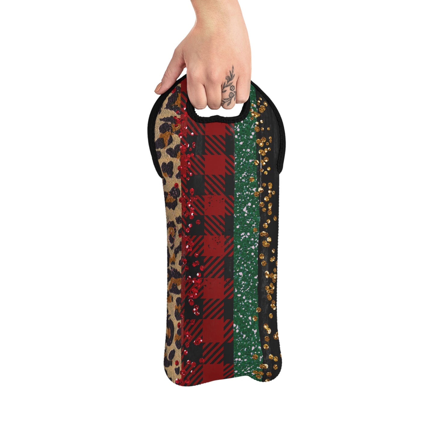 Stylish Christmas Wine Tote Bag