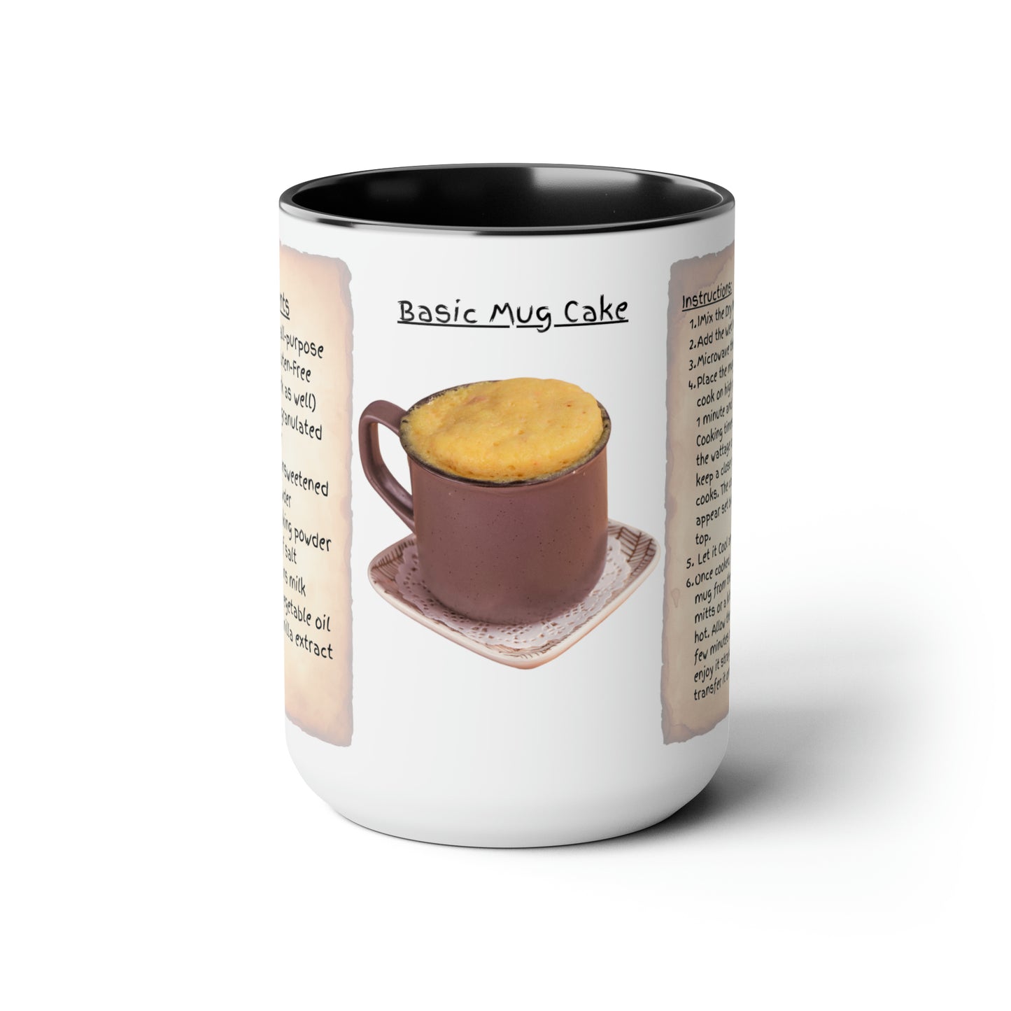 Make it in a Mug - Mug Cake Recipe - Two-Tone Coffee Mugs, 15oz