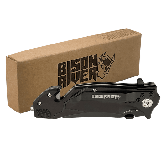 Bison River 4 1/2" Black Rescue Knife - Your Essential Emergency Tool