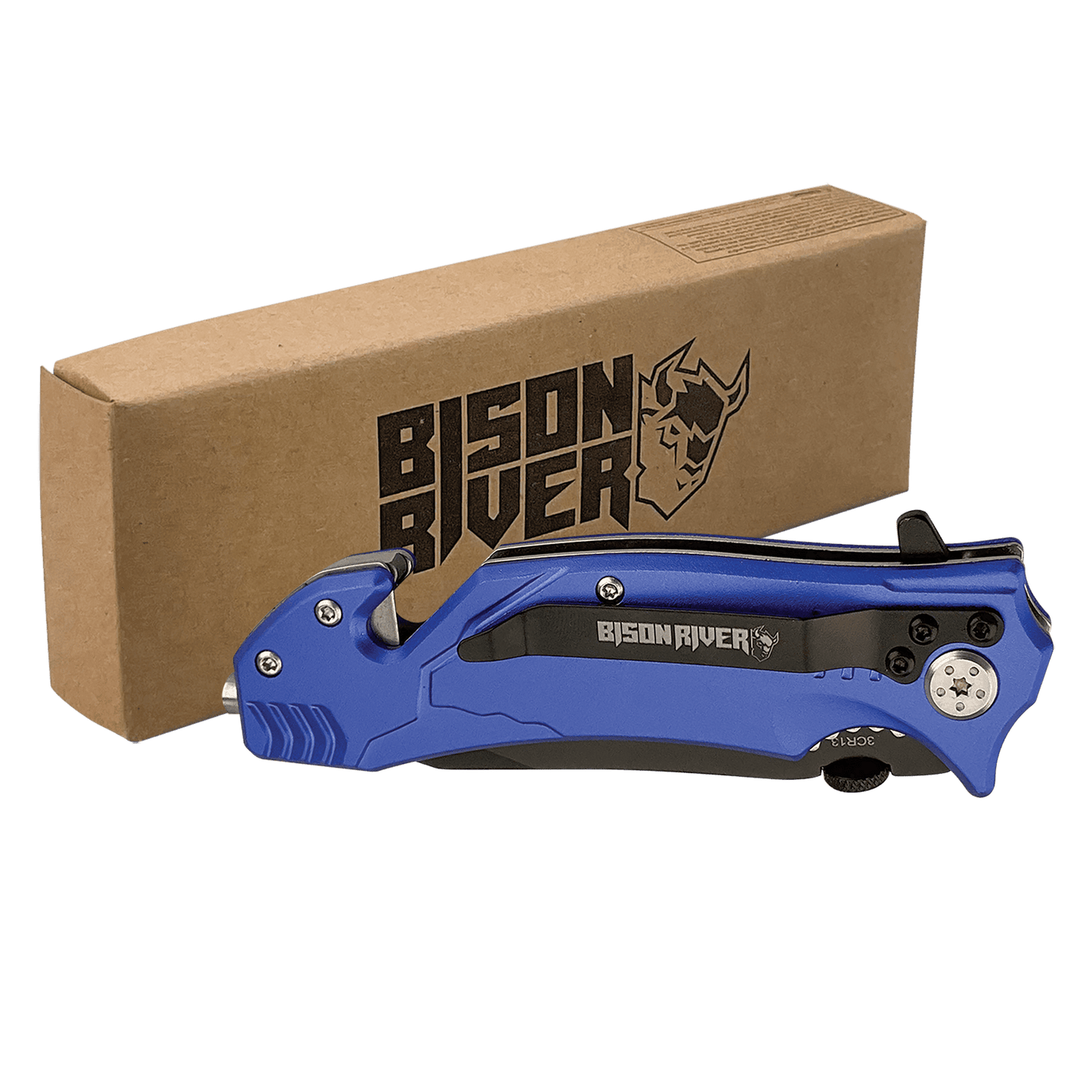 Bison River 4 1/2" Blue Rescue Knife - Your Essential Emergency Tool