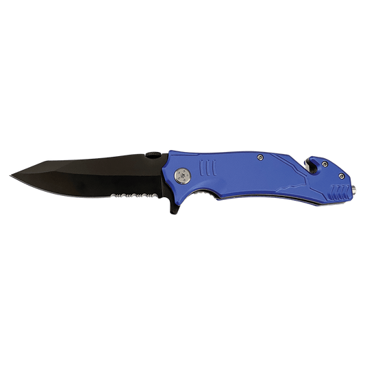 Bison River 4 1/2" Blue Rescue Knife - Your Essential Emergency Tool