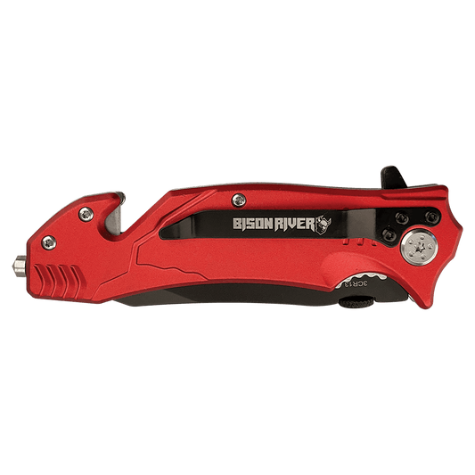 Bison River 4 1/2" Red Rescue Knife - Your Essential Emergency Tool