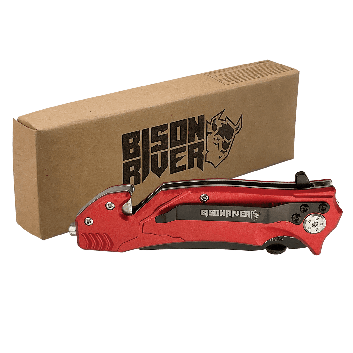 Bison River 4 1/2" Red Rescue Knife - Your Essential Emergency Tool