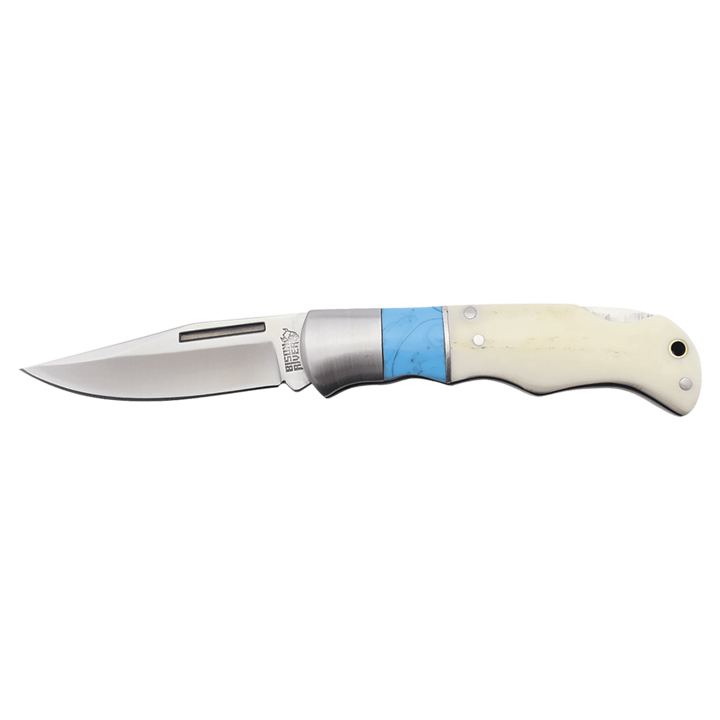 Bison River 3 1/2" Blue/Bone Folding Knife