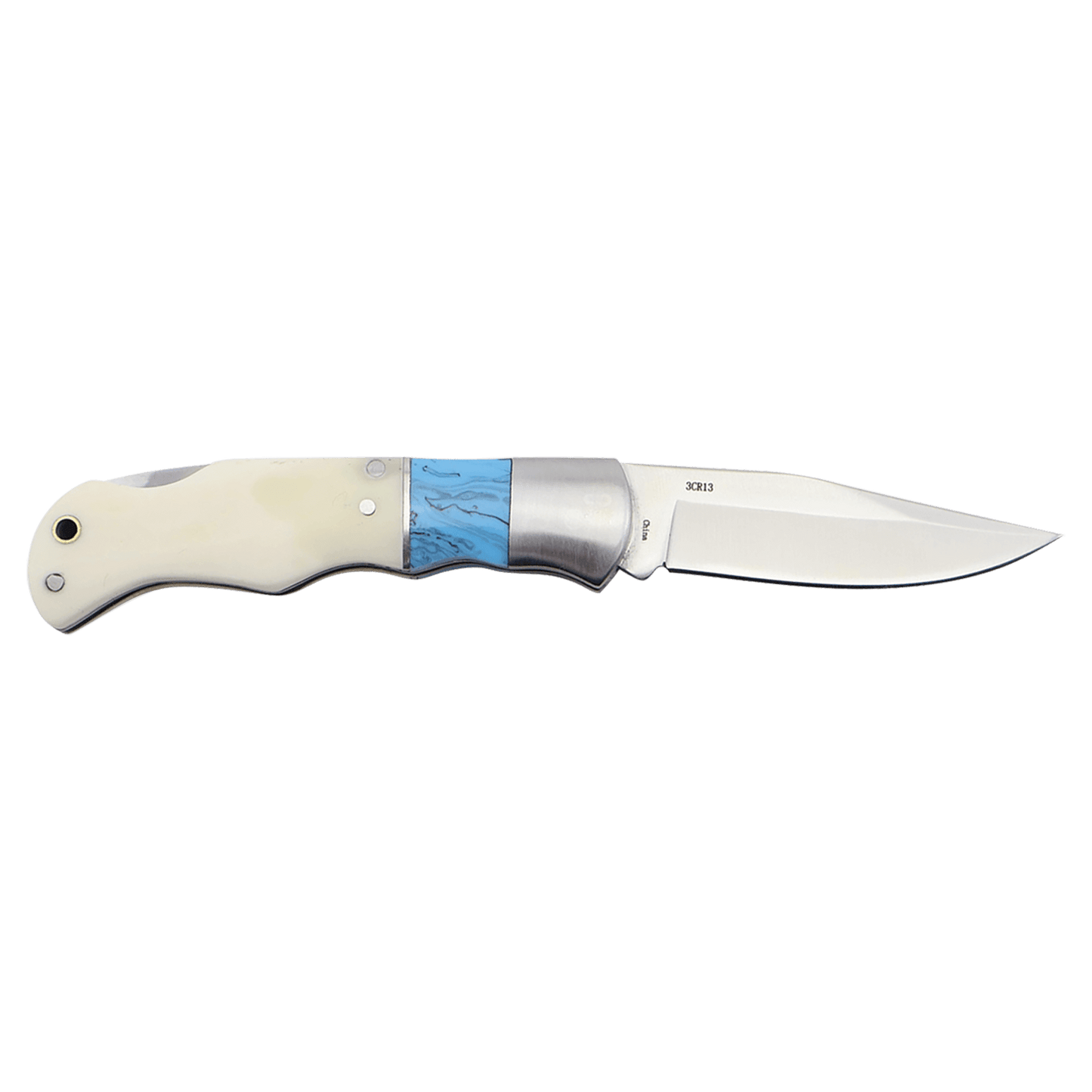 Bison River 3 1/2" Blue/Bone Folding Knife