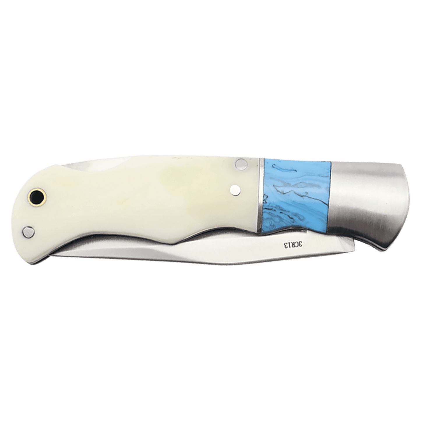 Bison River 3 1/2" Blue/Bone Folding Knife