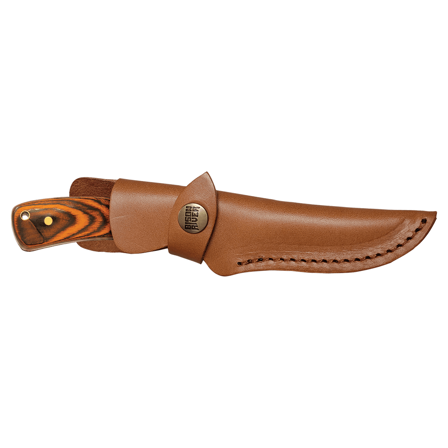 Bison River 7 3/4" Fixed Blade Wood Knife with Leather Sheath