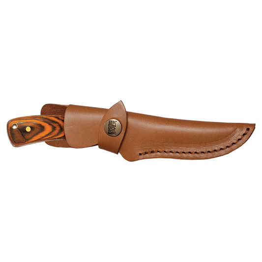 Bison River 7 3/4" Fixed Blade Wood Knife with Leather Sheath