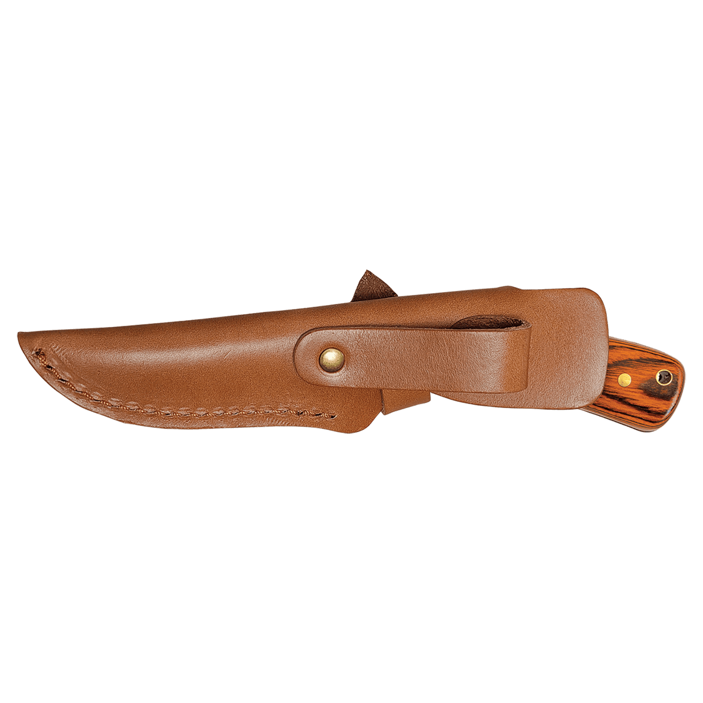 Bison River 7 3/4" Fixed Blade Wood Knife with Leather Sheath
