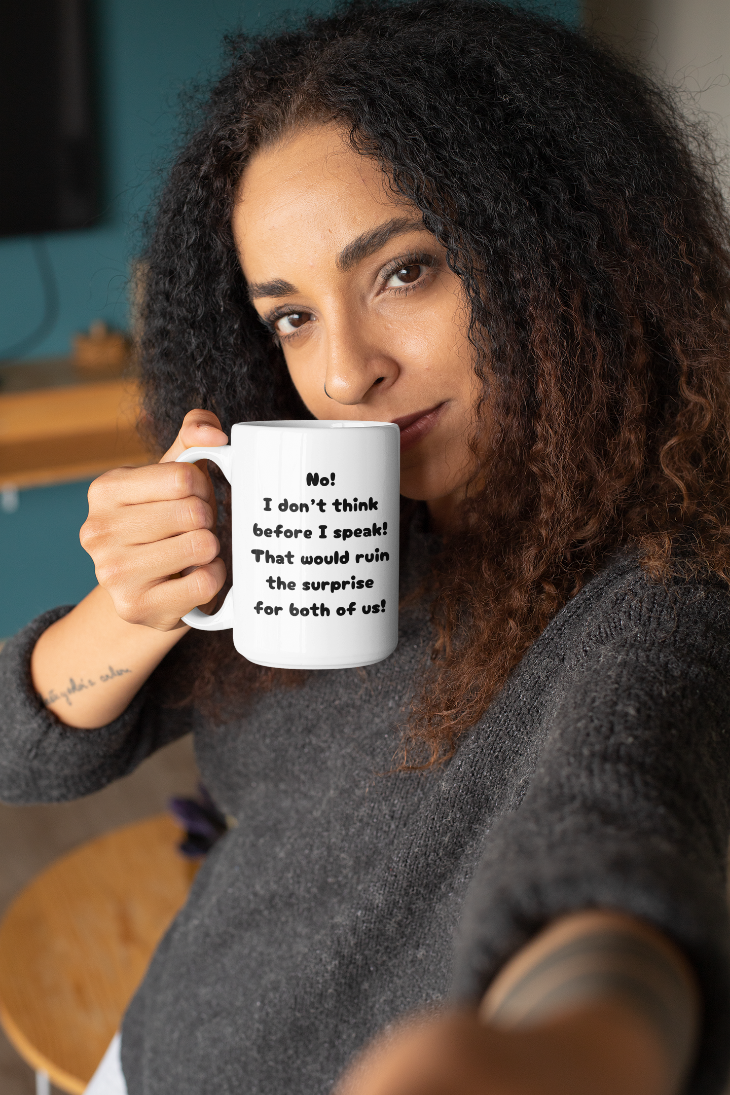 “Surprise!" Sarcastic 15 oz Mug (No! I don’t think before I speak!)