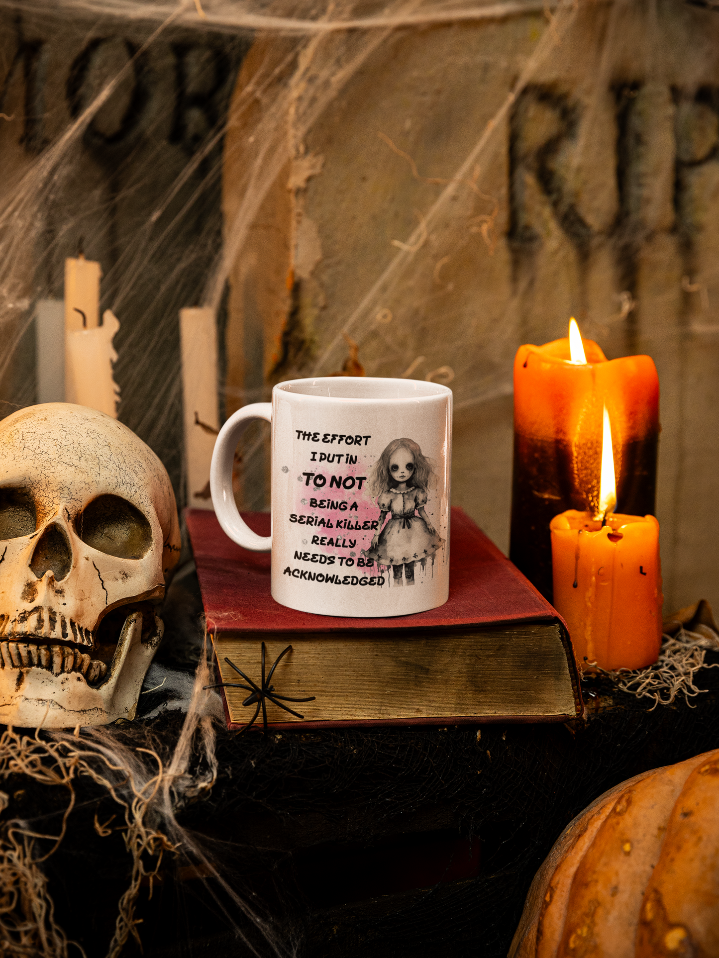 “The Effort I Put In” Creepy Doll Mug – Funny Halloween Coffee Mug (11oz)