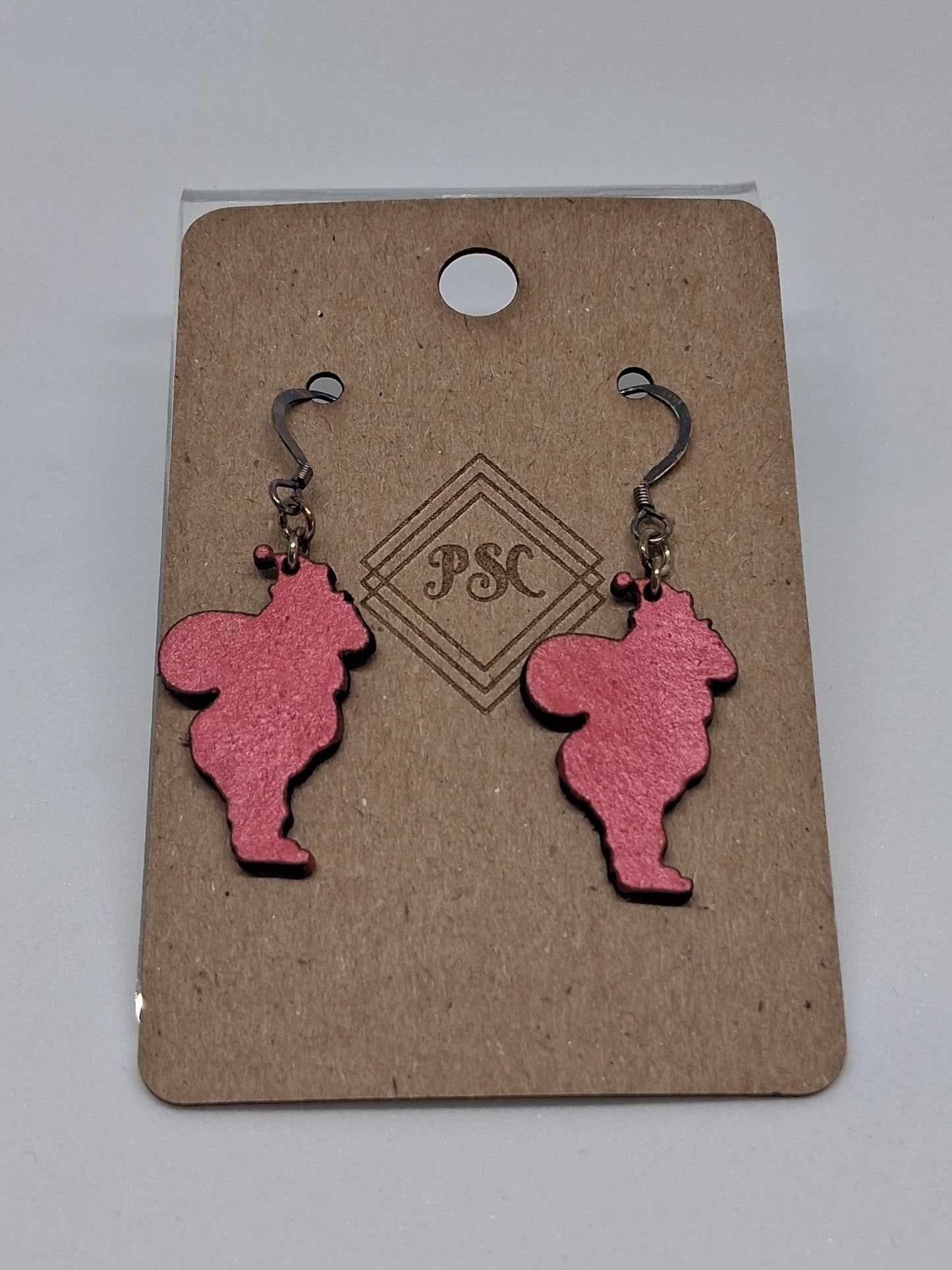 Small Red Leather Santa Earrings