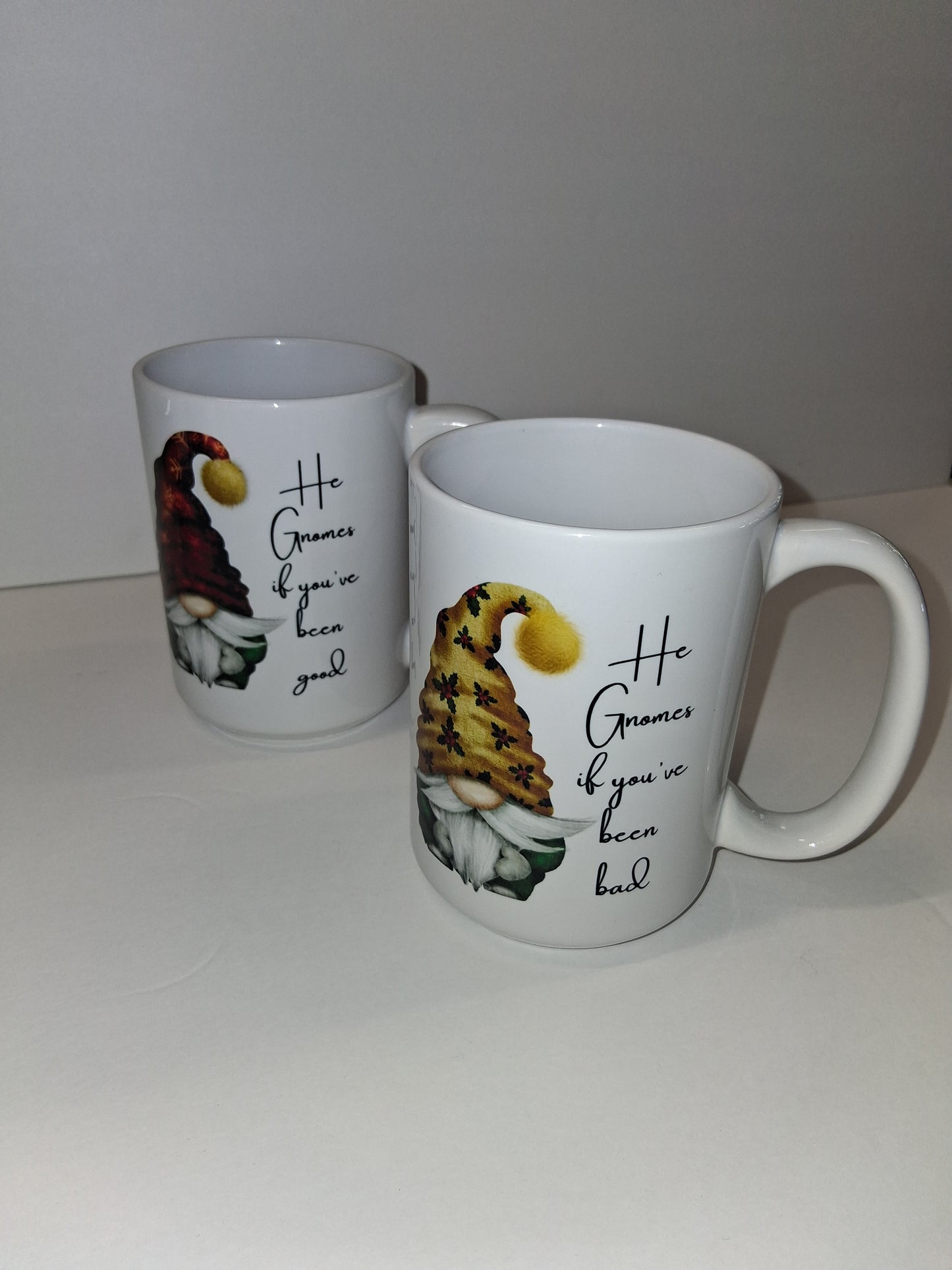 “He Gnomes” Christmas Mug Set – 15oz Ceramic (Set of 4)