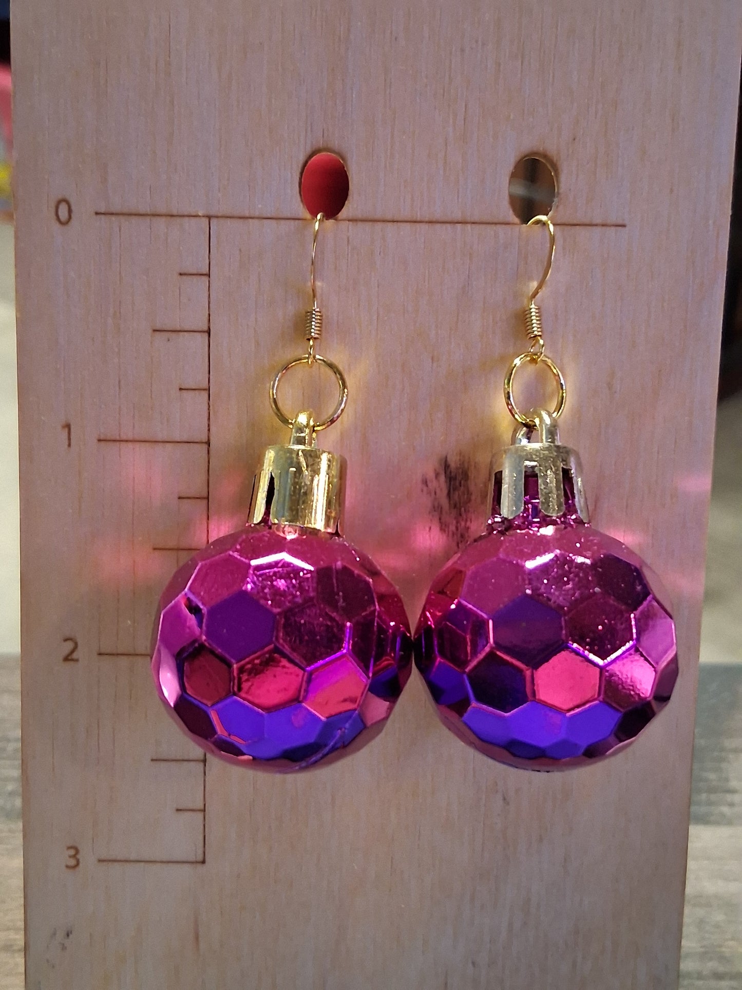 Purple Disco Ball style earrings