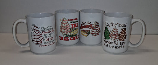 Christmas Tree Cake Mug Set – 15oz Ceramic (Set of 4)