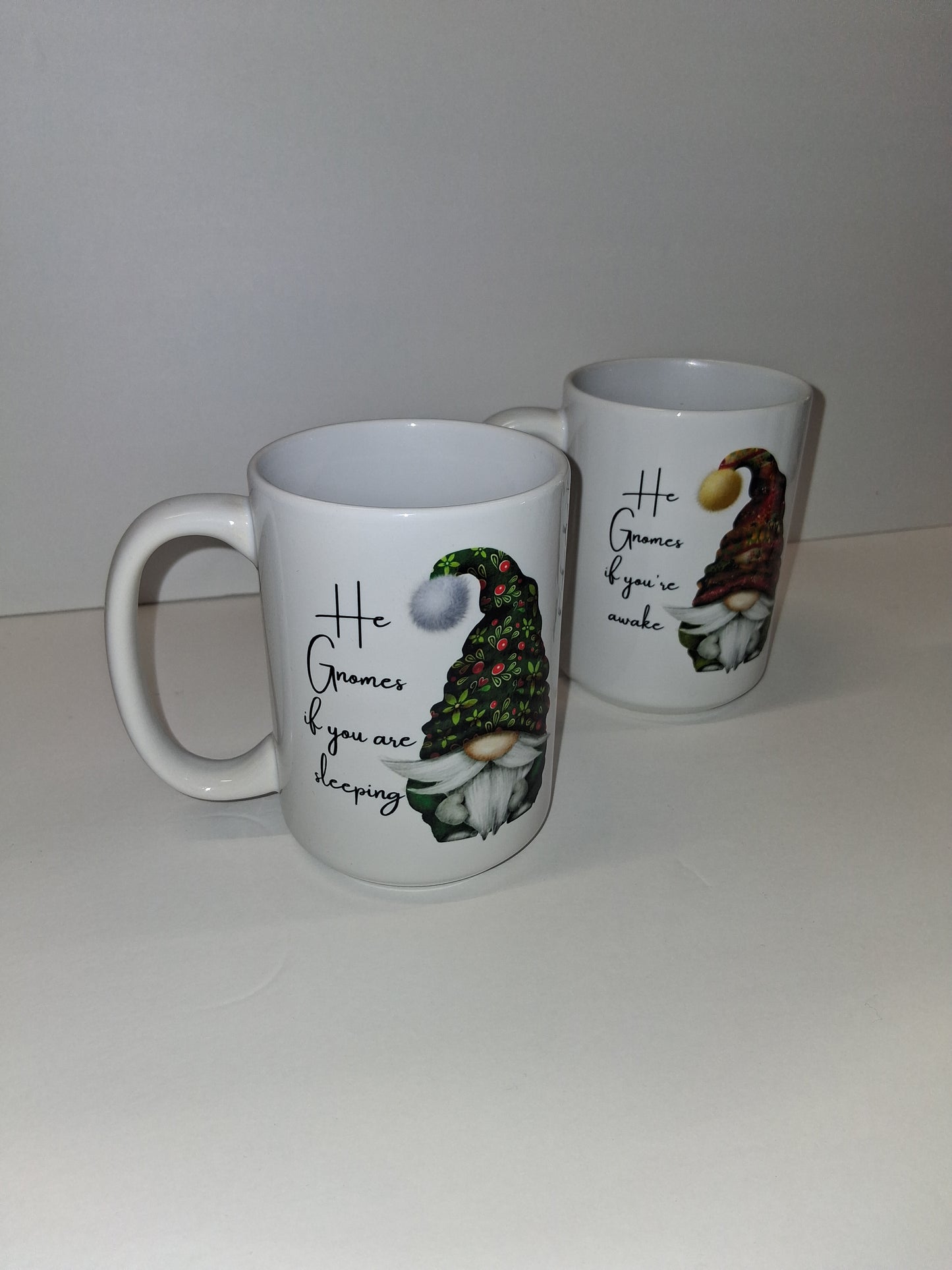 “He Gnomes” Christmas Mug Set – 15oz Ceramic (Set of 4)