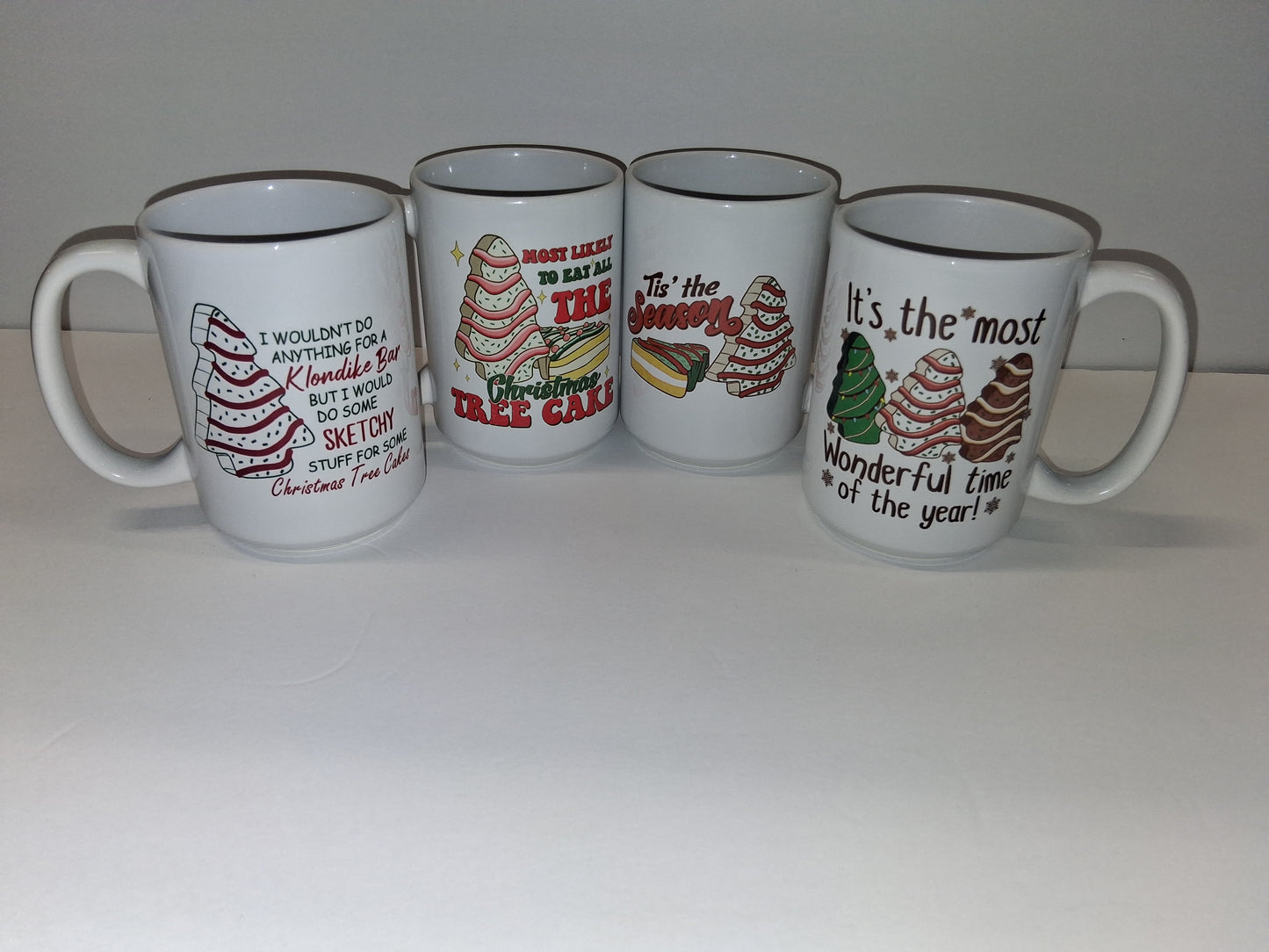 Christmas Tree Cake Mug Set – 15oz Ceramic (Set of 4)