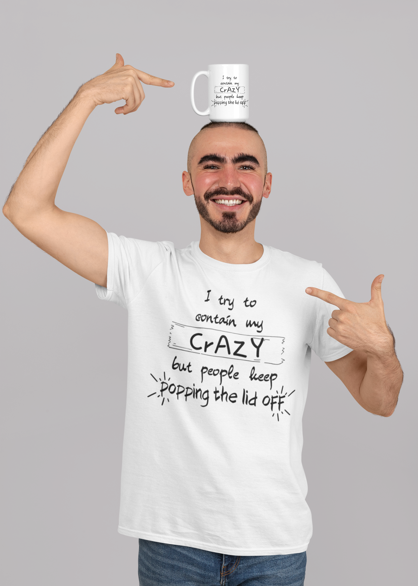 I keep trying to contain my crazy but people keep popping the lid off - Unisex Heavy Cotton Tee