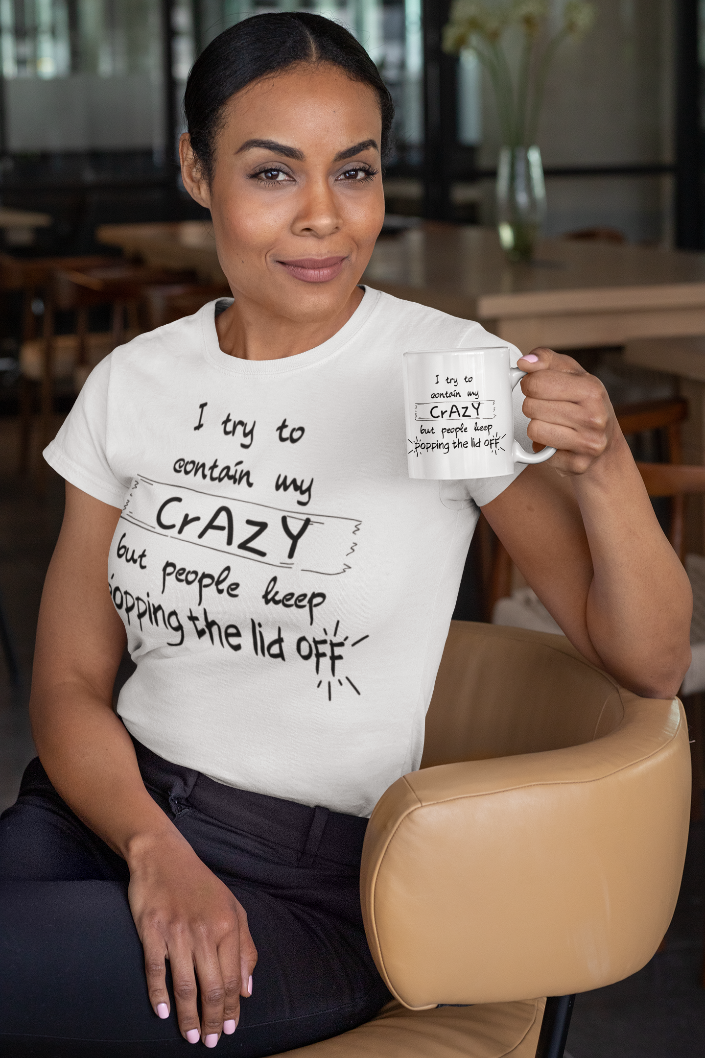 I keep trying to contain my crazy but people keep popping the lid off - Unisex Heavy Cotton Tee
