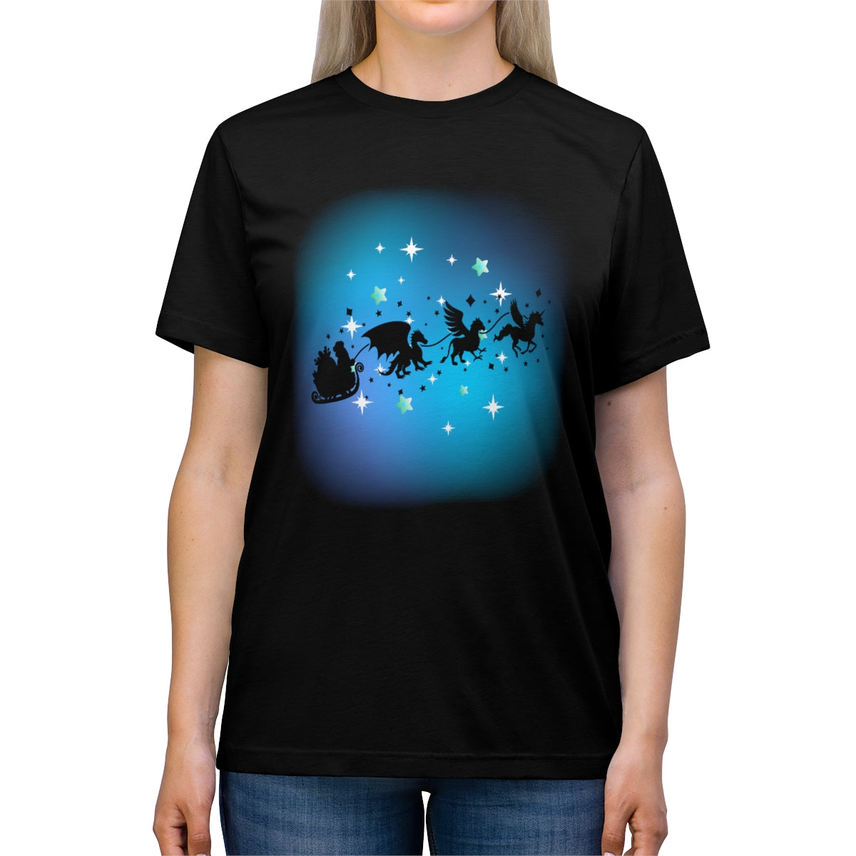 Mythical Santa Flying Unisex Triblend Tee