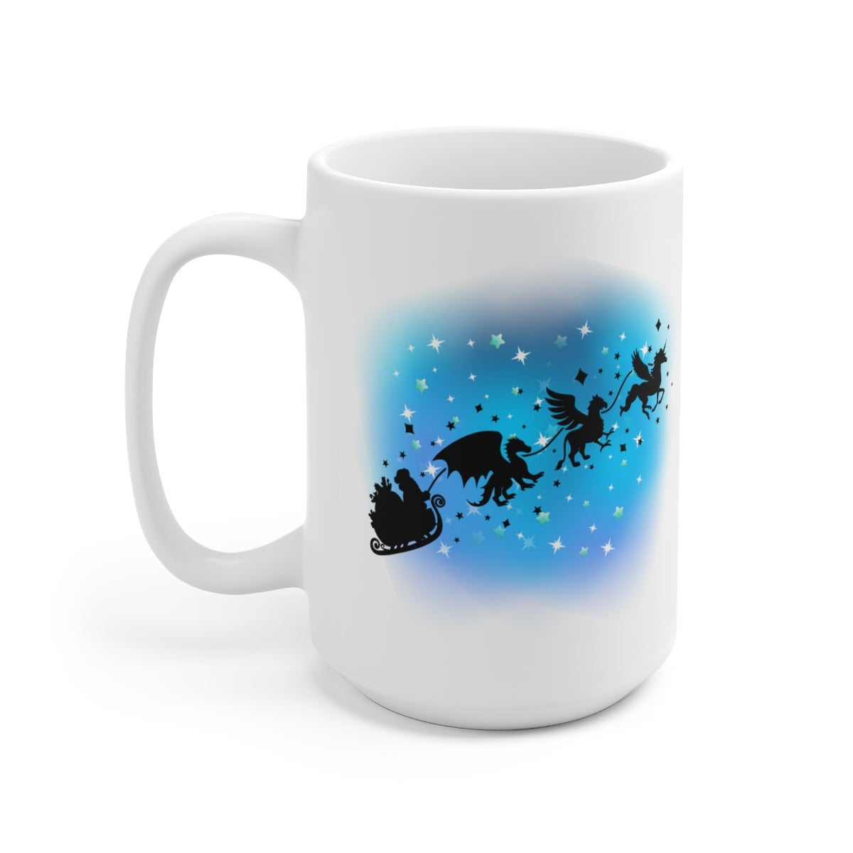 Mystical Flying Creatures with Santa - POD - Ceramic Mug 15oz - Mugshot Monday - 10.17.2022