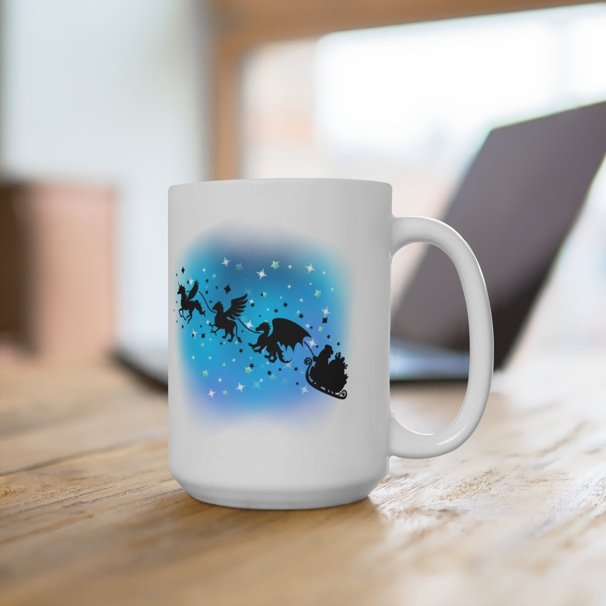 Mystical Flying Creatures with Santa - POD - Ceramic Mug 15oz - Mugshot Monday - 10.17.2022