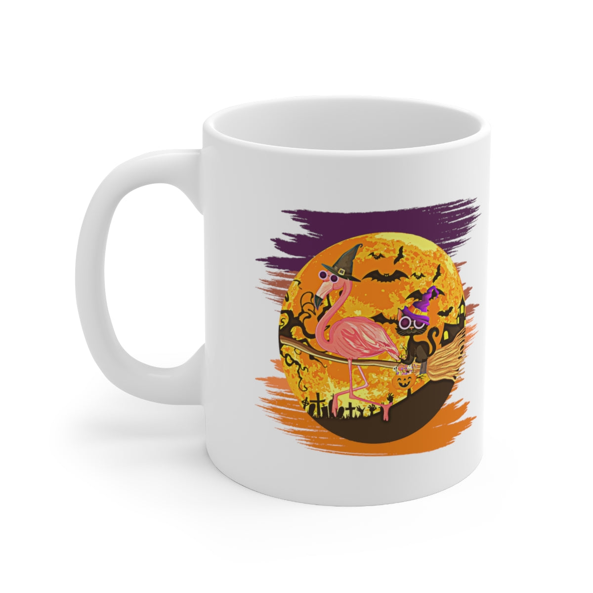 Flying Flamingo and Black Cat - POD - Ceramic Mug 11oz