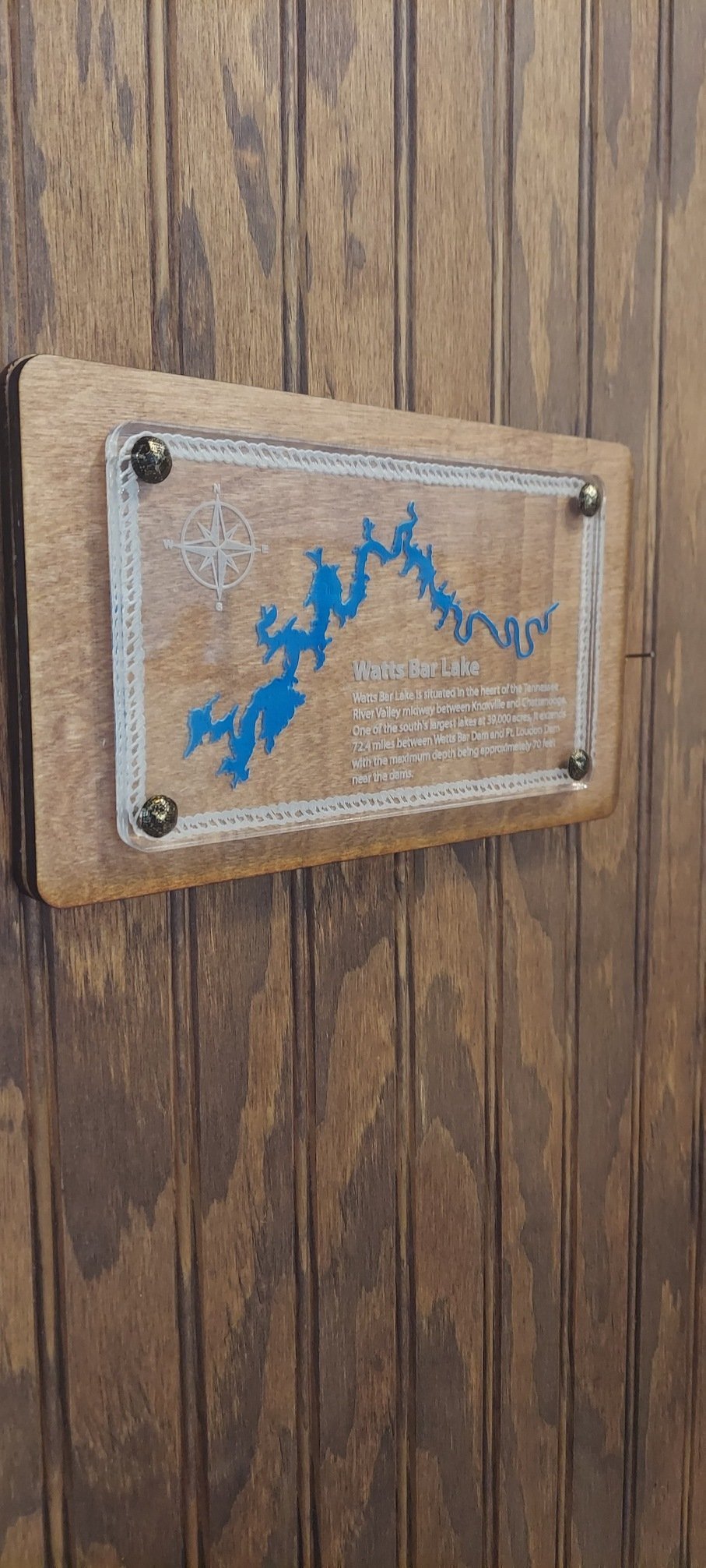 Watts Bar Lake Map Wall Décor 4x7