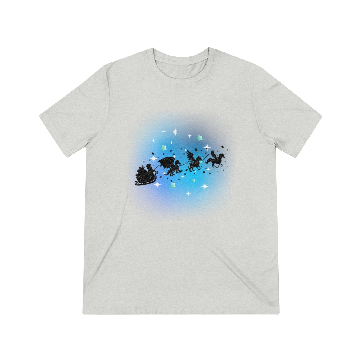 Mythical Santa Flying Unisex Triblend Tee