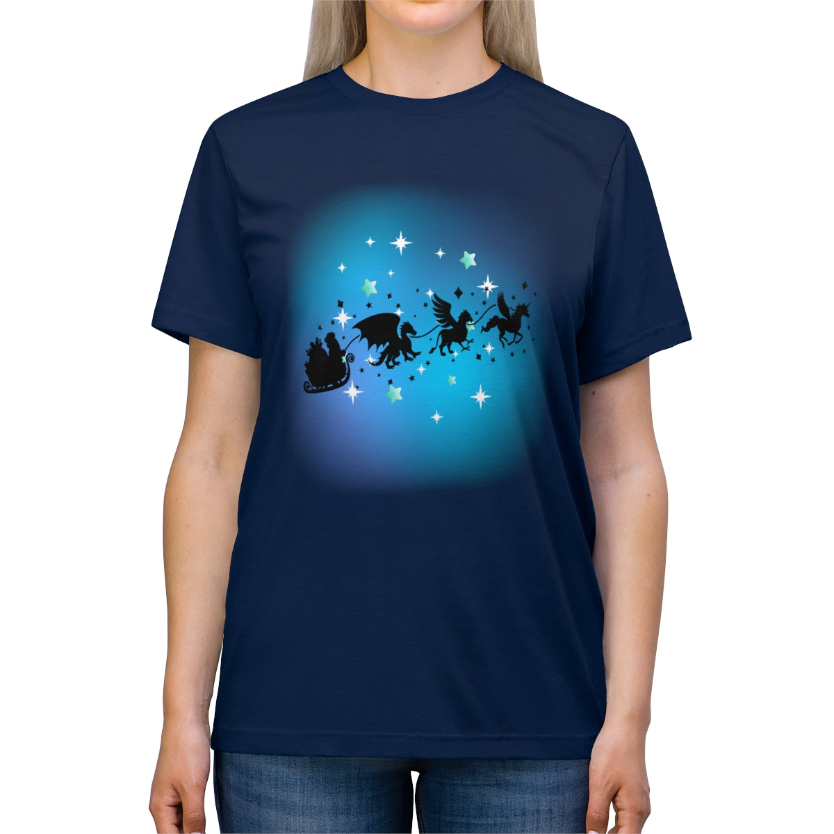 Mythical Santa Flying Unisex Triblend Tee