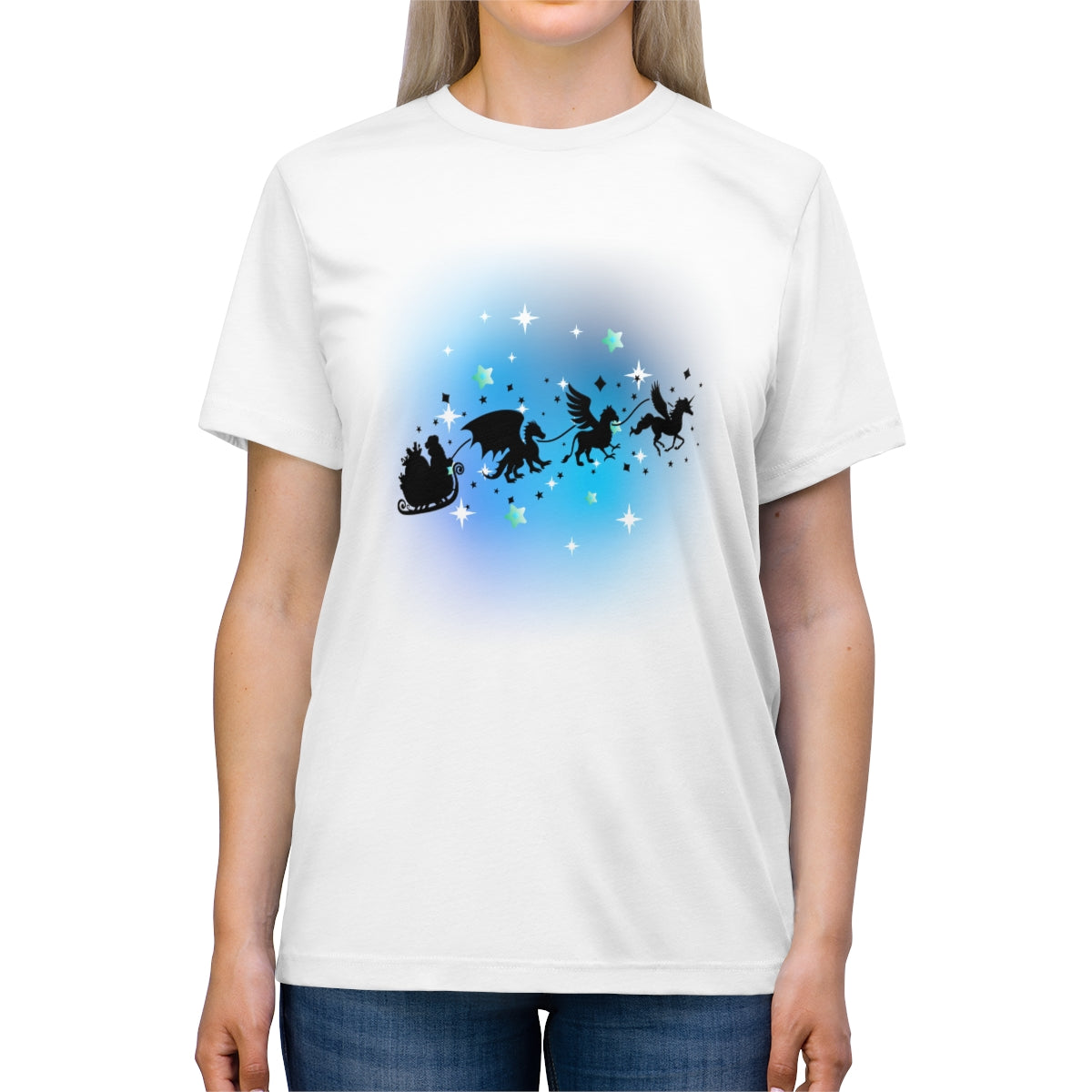 Mythical Santa Flying Unisex Triblend Tee