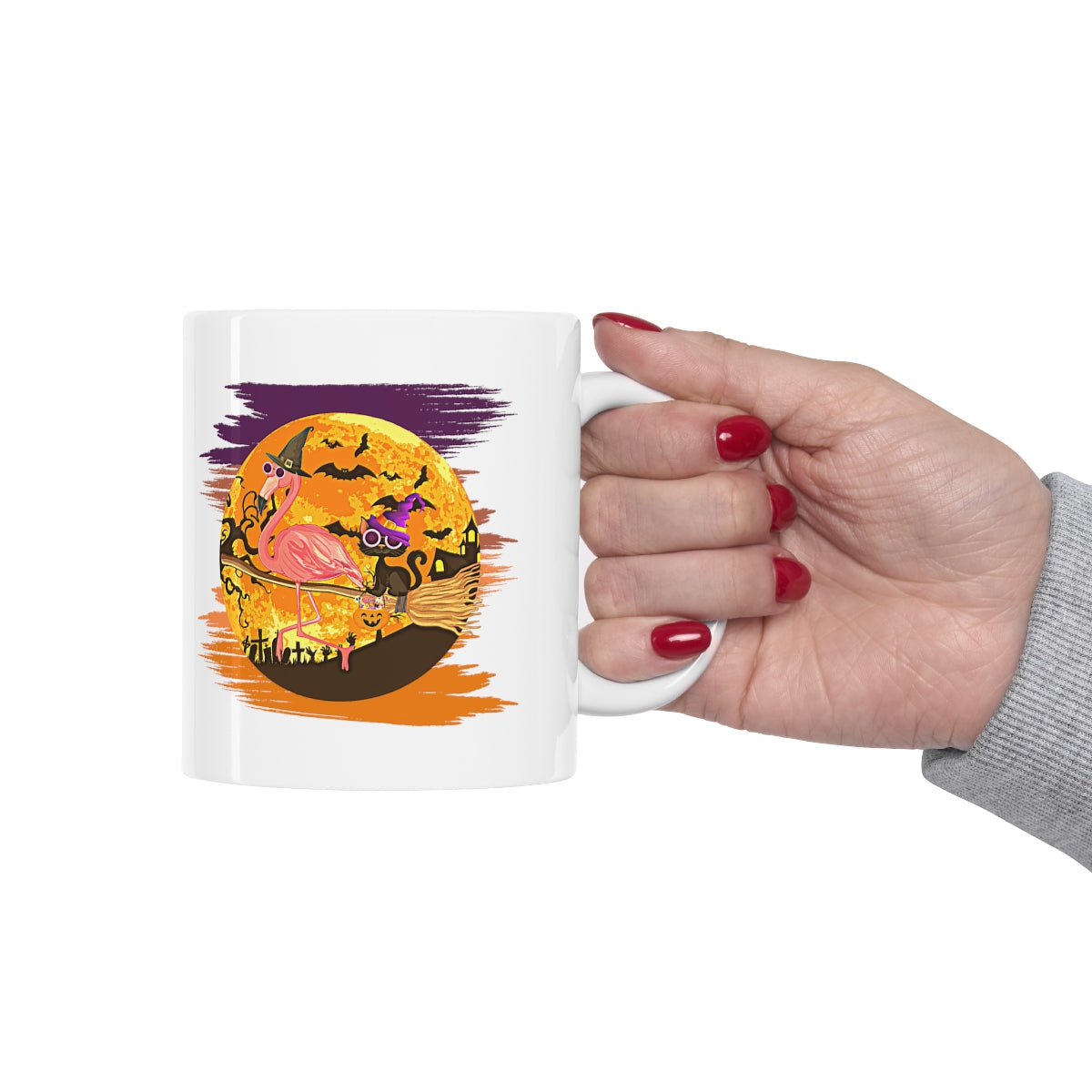 Flying Flamingo and Black Cat - POD - Ceramic Mug 11oz