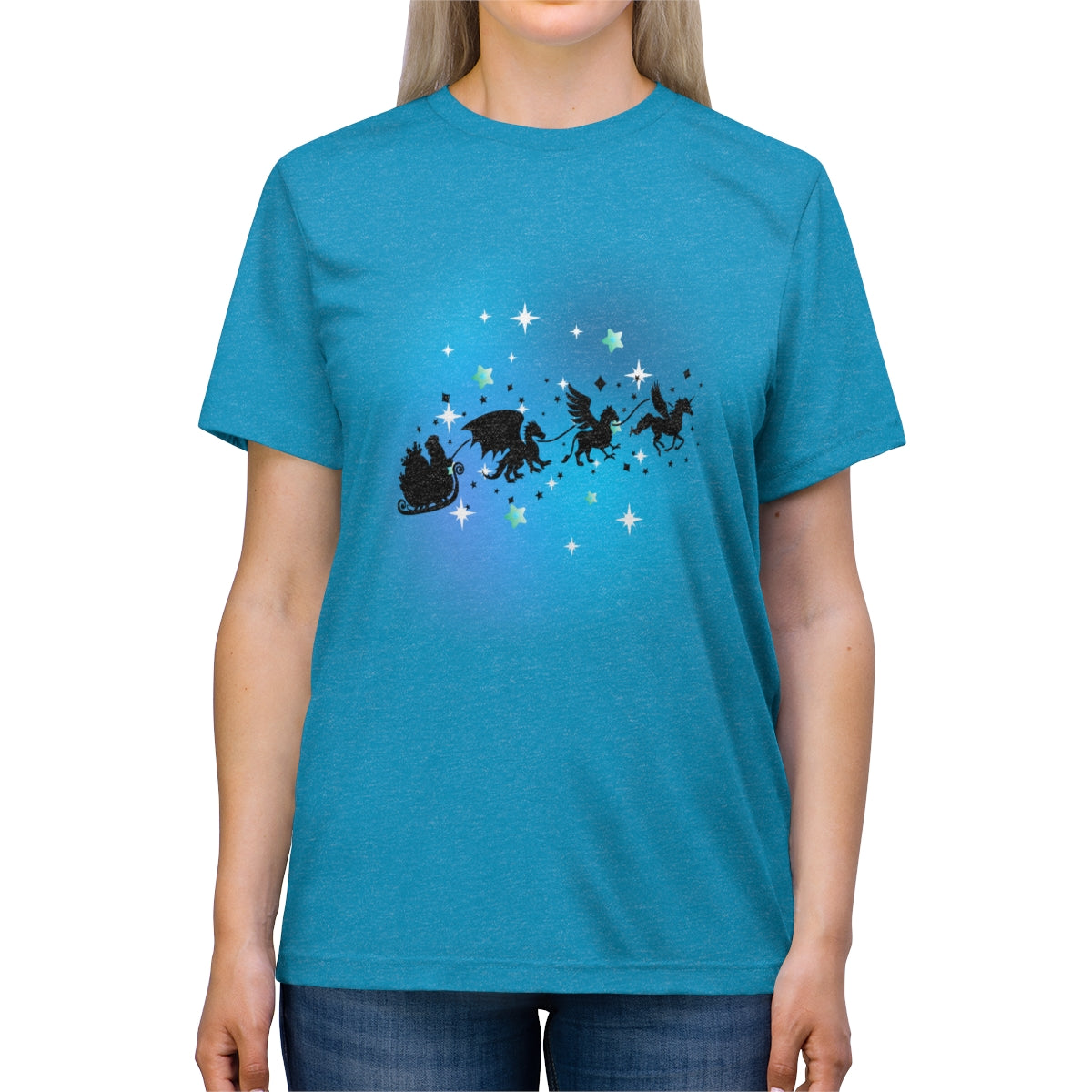 Mythical Santa Flying Unisex Triblend Tee