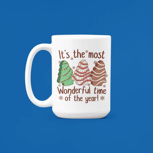 It's the Most Wonderful Time of the Year Christmas Cake 15 oz Mug