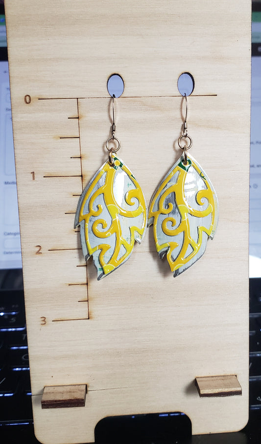 Yellow Filagree Shabby Chic 2.5in Earrings