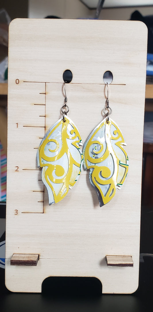 Yellow Filagree Shabby Chic 2.75in Earrings