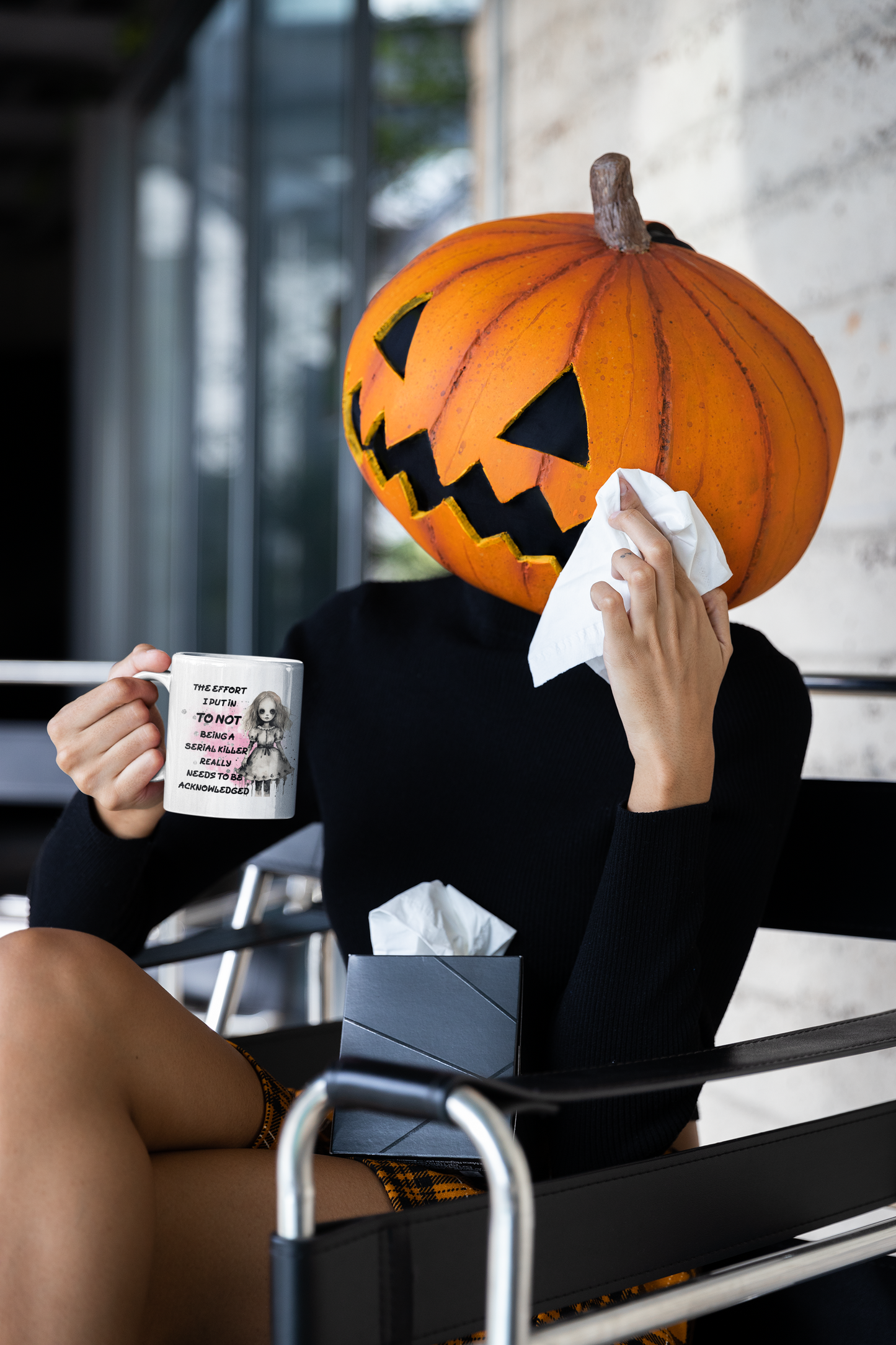 “The Effort I Put In” Creepy Doll Mug – Funny Halloween Coffee Mug (11oz)