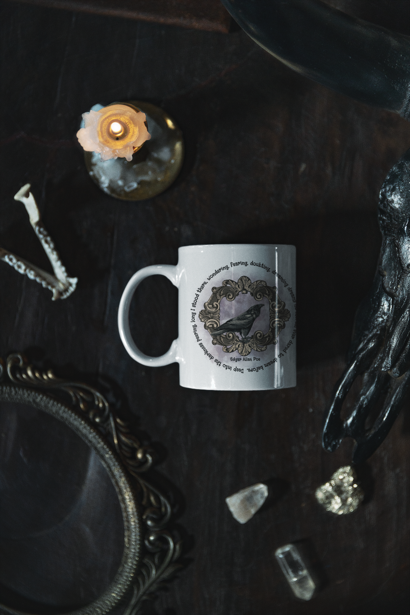 Edgar Allan Poe Raven Mug – 11oz Ceramic Coffee Cup