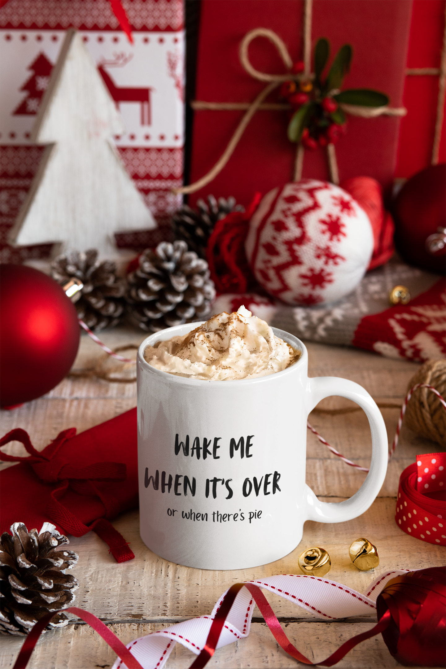 Snarky Coffee Mug – “Wake Me When It’s Over (or When There’s Pie)” Funny Ceramic Mug
