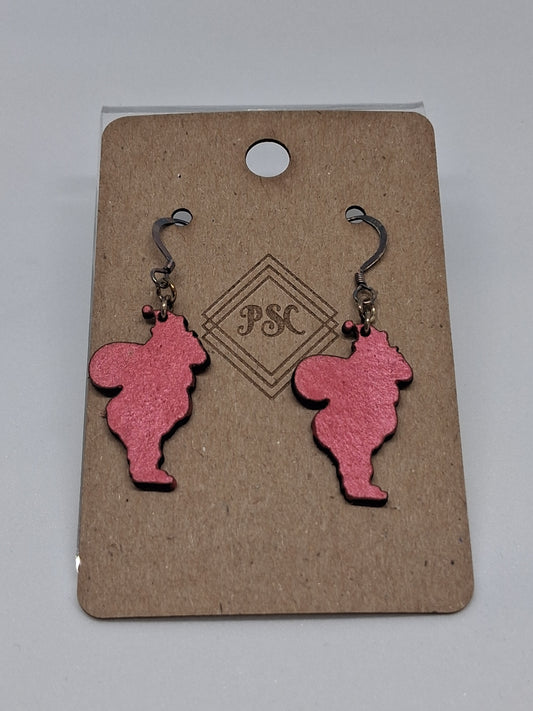 Small Red Leather Santa Earrings