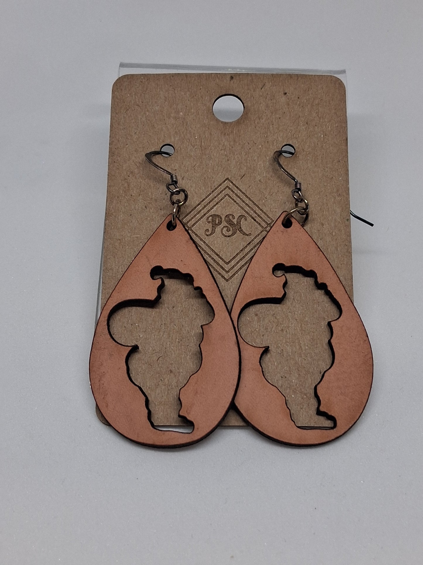 Leather Cutout Santa Earrings