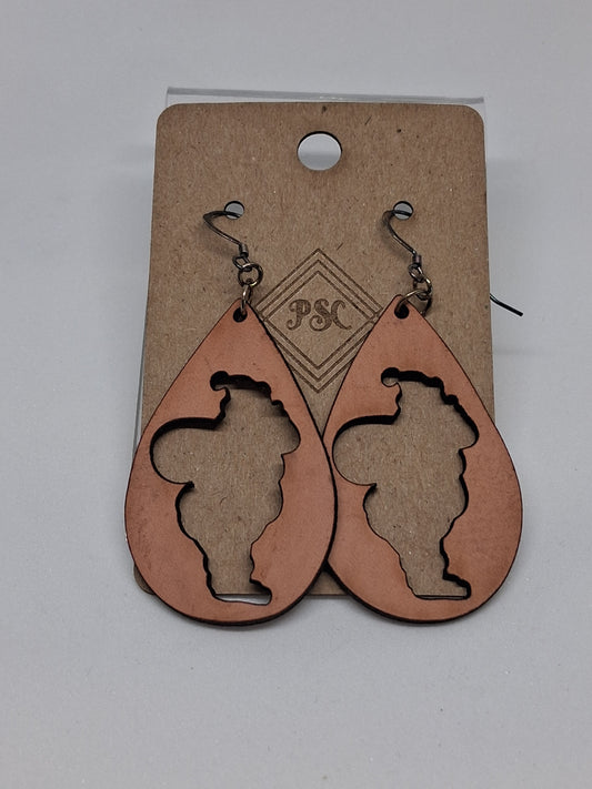 Leather Cutout Santa Earrings