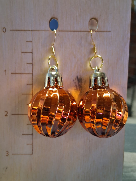 Shiny Orange Ornament Earrings