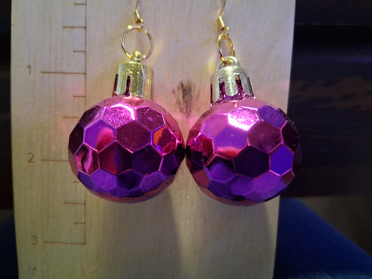 Purple Disco Ball style earrings