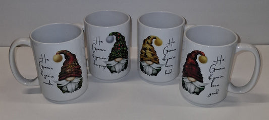 “He Gnomes” Christmas Mug Set – 15oz Ceramic (Set of 4)