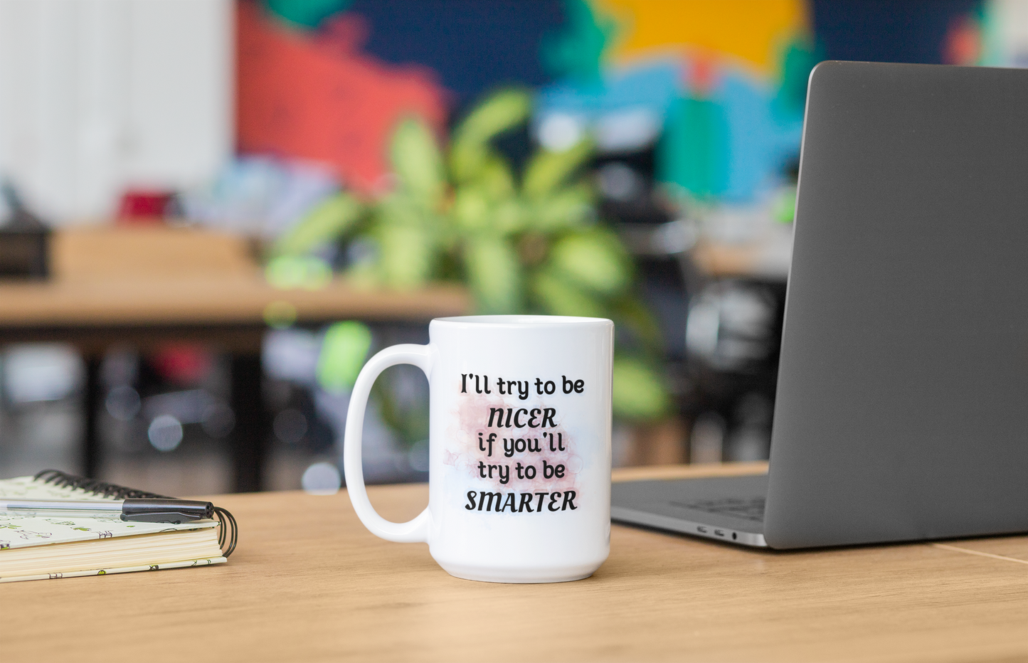 I'll try to be NICER if you try to be SMARTER - 15oz mug