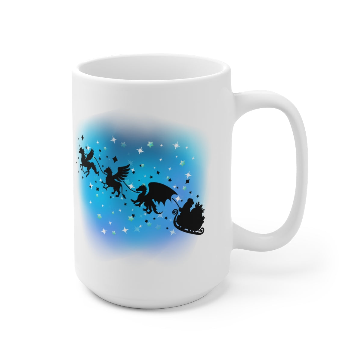Mystical Flying Creatures with Santa - POD - Ceramic Mug 15oz - Mugshot Monday - 10.17.2022