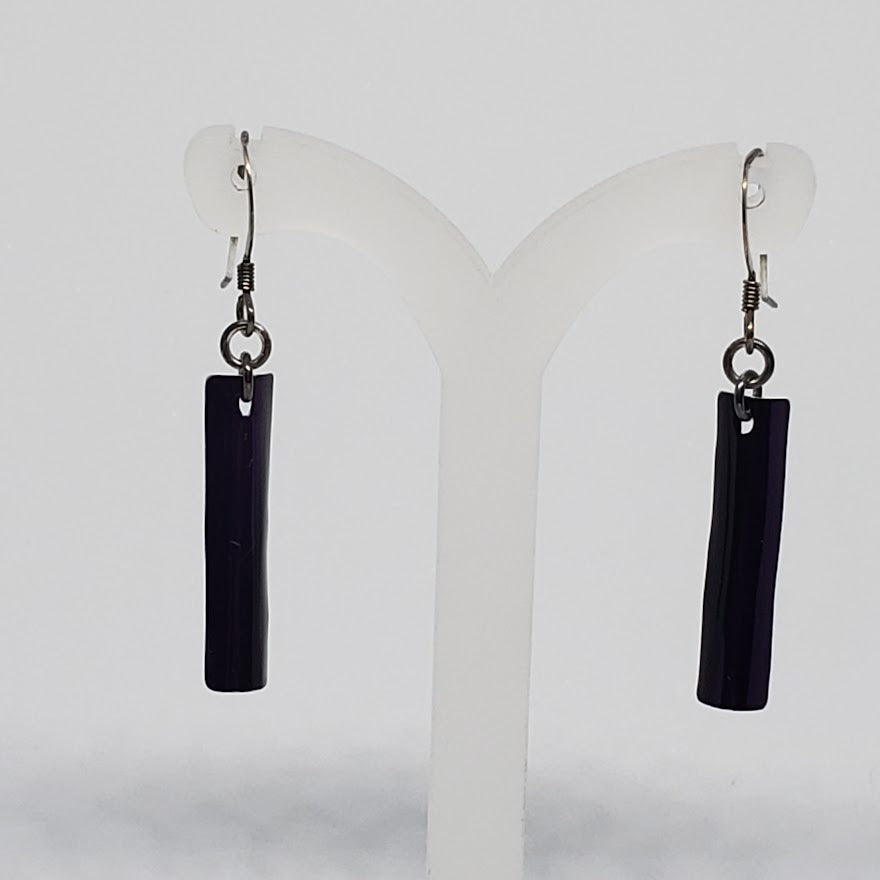 Purple Bars Upcycled Earrings