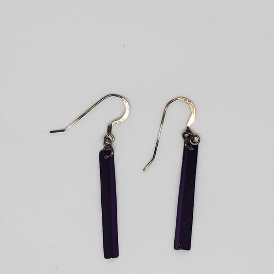 Long Purple Bars Upcycled Earrings