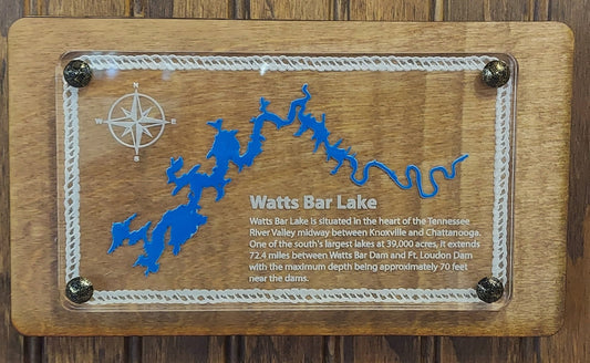 Watts Bar Lake Map Wall Décor 4x7